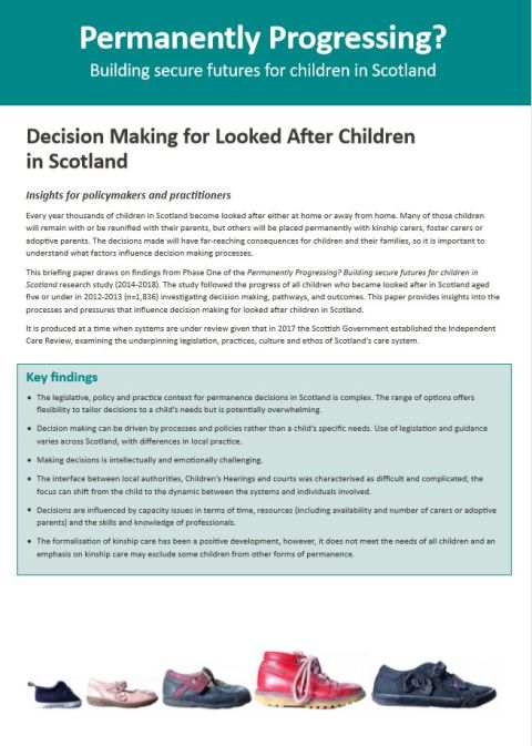 Policy Briefing: Decision making for looked after children in Scotland