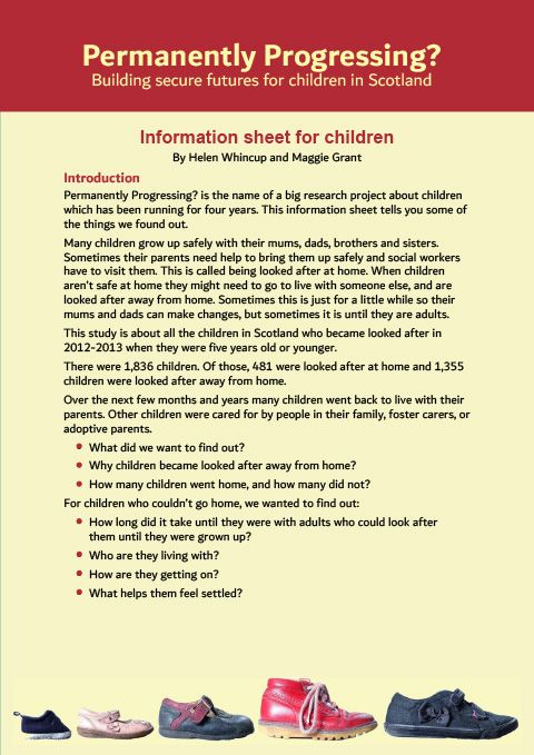 Information sheet for children