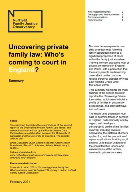 Uncovering private family law: Who’s coming to court in England? Summary