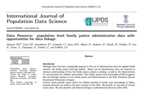 New publication: Population level family justice administrative data with opportunities for data linkage