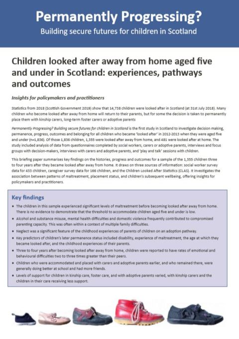 Policy Briefing: Children looked after away from home aged five and under in Scotland: experiences, pathways and outcomes