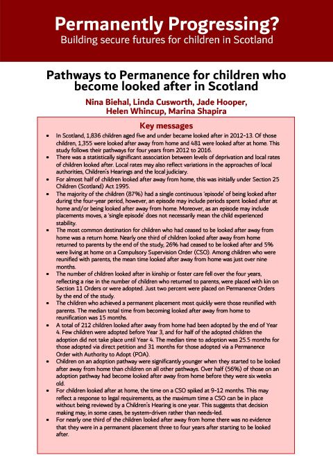Pathways to Permanence for children who become looked after in Scotland - summary report