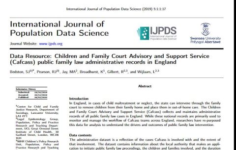 New article: Data Resource - Children and Family Court Advisory and Support Service (Cafcass) public family law administrative records in England