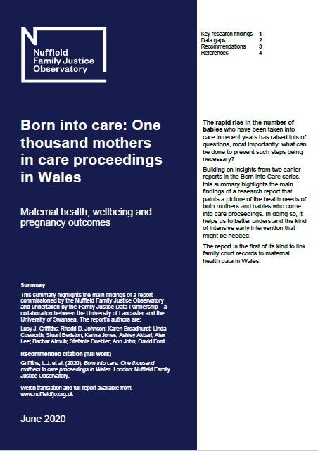Born into care: One thousand mothers in care proceedings in Wales - Maternal health, wellbeing, pregnancy and birth outcomes (briefing paper)