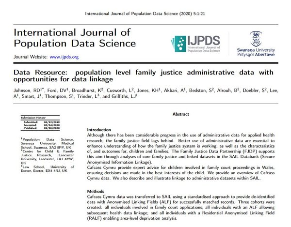 New publication: Population level family justice administrative data with opportunities for data linkage